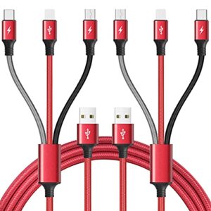 multi charging cable 10ft 2pack multi fast charger cable braided universal 3 in 1 multi charging cord long multi usb cable adapter ip/type c/micro usb port for cell phones/tablets/samsung galaxy/more