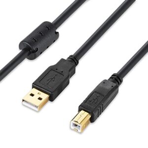 xbohjoe usb 2.0 printer cable 30 ft usb printer cable type a male to b male printer scanner cord for hp, canon, lexmark, epson, dell usb a to b cable and more (black 30ft)