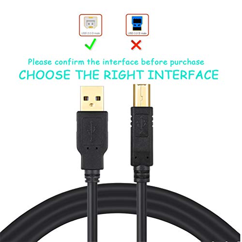 XBOHJOE USB 2.0 Printer Cable 30 FT USB Printer Cable Type A Male to B Male Printer Scanner Cord for HP, Canon, Lexmark, Epson, Dell USB a to b Cable and More (Black 30ft)