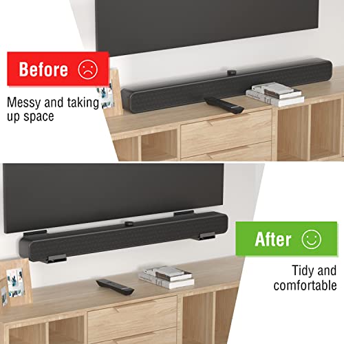 ‎USX MOUNT Universal Soundbar Wall Mount for Drywall Wood Studs Concrete Wall Up to 22 Lbs Sound Bar Mounting Brackets Under TV, Depth Adjustable 4.13-6.3‘’ Removable and Lockable No-Slip Hooks