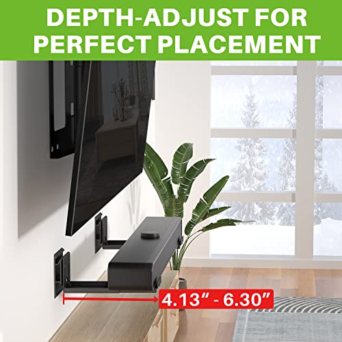 ‎USX MOUNT Universal Soundbar Wall Mount for Drywall Wood Studs Concrete Wall Up to 22 Lbs Sound Bar Mounting Brackets Under TV, Depth Adjustable 4.13-6.3‘’ Removable and Lockable No-Slip Hooks