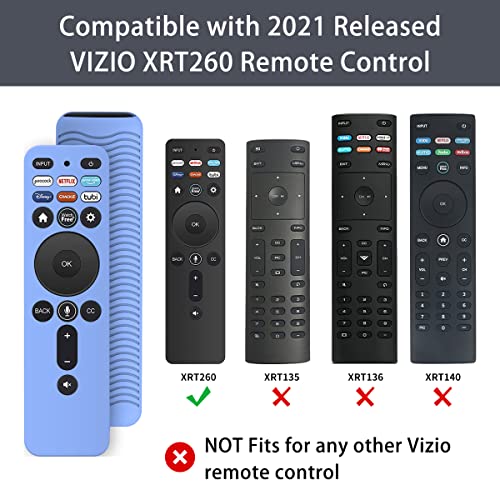 [2 Pack] Protective Cover for VIZIO XRT260 Smart TV Remote 2021, WQNIDE Vizio Xrt260 V-Series 4K Voice Remote Case Shockproof Anti Slip Silicone Sleeve with Lanyards(Glow Blue+Glow Green)