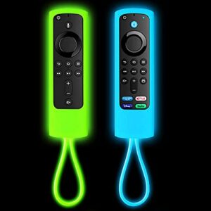 [2 pack] firestick remote cover, replacement for firestick streaming media device |firesticktv 4k+ 2021 | fire 4k max | fire stick lite |fire stick cube | (sky blue glow & green glow)…