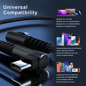 USB C to USB C Cable 100W 1ft 3 Pack 90 Degree Type C Cable Nylon Braided Right Angle USBC Fast Charging Cable Compatible with MacBook Pro 2021, iPad Pro 2021, Samsung, Pixel, LG