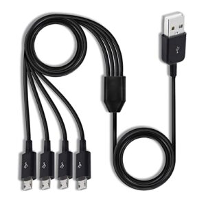 micro usb splitter cable, micro usb multi charging cable, [4 in 1] multi micro usb charger cable, usb 2.0 type a male to four micro usb male adapter support both data sync and charge (1.64ft, black)