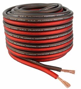 bullz audio bpes10.50 50′ true 10 gauge awg car home audio speaker wire cable spool (clear red/)
