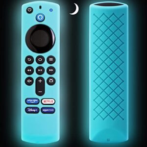 firestick remote cover glow in the dark – tv stick 4k remote cover 3rd gen, firestick remote case anti slip silicone sleeve (blue)