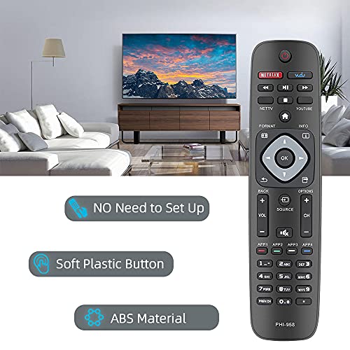 NH500UP Remote Neuronmart for Philips Smart TV Remote Control and Philips 2K 4K UHD TVs, Philips Smart Ultra HDTV, Philips LED LCD Television PHI-958 NH500UW NH503UP with Netflix, YouTube and Vudu