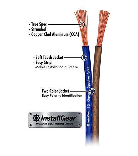 InstallGear 12 Gauge Speaker Wire AWG (100ft - Blue/Black) | Speaker Cable for Car Speakers Stereos, Home Theater Speakers, Surround Sound, Radio, Automotive Wire, Outdoor | Speaker Wire 12 Gauge