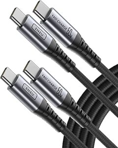iniu usb c to usb c cable, 60w [2-pack 6.6ft] pd 3.0 fast charging type c to type c cable, nylon braided usb-c cord phone charger for samsung galaxy s22 note 20 ipad pro macbook air tablets lg google