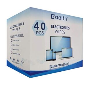 Screen Cleaner Cadith Electronic Wipes -Safely Clean Your Computer, Laptop, TV, Phone, and Tablet Screens - All Electronic Equipment - 8x7 Inches Screen Wipes(40PCS)