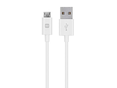 Monoprice USB-A to Micro B Cable - 3 Feet - White, Polycarbonate Connector Heads, 2.4A, 22/30AWG - Select Series