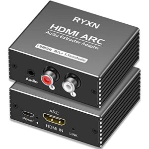 hdmi arc audio extractor 192khz, hdmi arc adapter with 3.5mm audio and l/r stereo audio for hdtv soundbar speaker amplifier