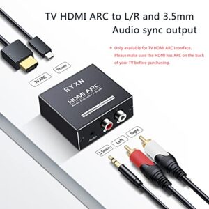 HDMI ARC Audio Extractor 192KHz, HDMI ARC Adapter with 3.5mm Audio and L/R Stereo Audio for HDTV Soundbar Speaker Amplifier