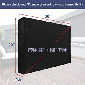 Mounting Dream Outdoor TV Cover Weatherproof with Bottom Cover for 30-32 inch TV, Waterproof and Dustproof TV Screen Protectors with Remote Control Pocket for Outside LED, LCD, OLED Flat Screen TVs