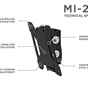 Mount-It! Tilting TV Wall Mount Bracket for Small TV and Computer Monitors, Low-Profile Design with Quick Release Function, Fits 24, 27, 30 and 32 Inch Screens Up to VESA 100, 44 Lbs Capacity, Black