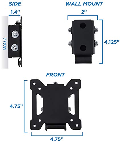 Mount-It! Tilting TV Wall Mount Bracket for Small TV and Computer Monitors, Low-Profile Design with Quick Release Function, Fits 24, 27, 30 and 32 Inch Screens Up to VESA 100, 44 Lbs Capacity, Black