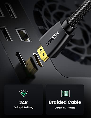 UGREEN 4K HDMI Cable 6FT,18Gbps High Speed Braided HDMI Cord 2.0 with Ethernet,Support 4K 60Hz 2160P 1080P 3D ARC Compatible with UHD TV Monitor Computer Xbox 360 PS5 PS4 Blu-ray and More