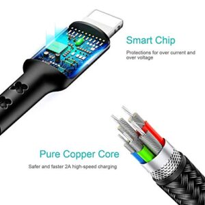 2Pack Multi Charging Cable Multiple Charger Cord Nylon Braided Short 1FT 4 in 1 USB Charge Cord with Phone/Type C/Micro USB Connector for Phone/Galaxy S20/S10S9/S8/S7 and More