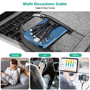 5 in 1 Multi Charging Cable 2Pack 4ft Multi USB Universal Phone Charging Cable, USB A/C to Phone USB C Micro USB Lightning Connector Nylon Braided Charging Cord Compatible with iPhone/Samsung-Black