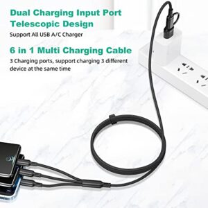 5 in 1 Multi Charging Cable 2Pack 4ft Multi USB Universal Phone Charging Cable, USB A/C to Phone USB C Micro USB Lightning Connector Nylon Braided Charging Cord Compatible with iPhone/Samsung-Black