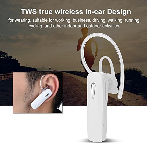 Yoidesu TWS Wireless Bluetooth Ear-Hook Earbuds Portable True Wireless Earbuds Noise-Canceling Hands-Free Sports & Exercise in Ear Business Headphones (White)