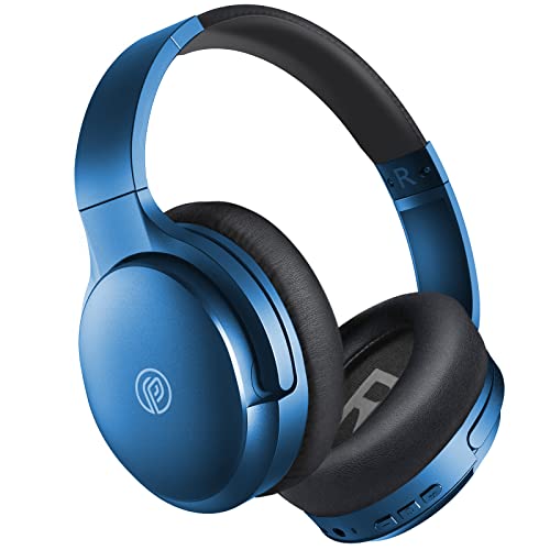 Roollmantaker Active Noise Cancelling Headphones, Wireless Over Ear Bluetooth Headphones with Microphone,40H Playtime,Fast Charge,Foldable,Deep Bass for Work,Travel,TV(Blue)