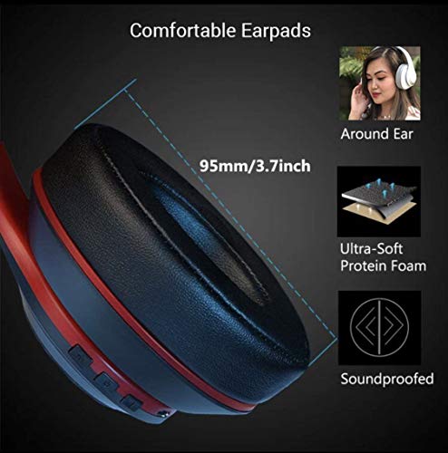 Gdine Bluetooth Headphone w/LED Light, Hi-Fi Stereo Deep Bass Bluetooth 5.0 Headphones, Noise Cancelling, Built-in Mic, Protein Earpads, Foldable & Comfortable Headset for Game, Travel, Home, Office