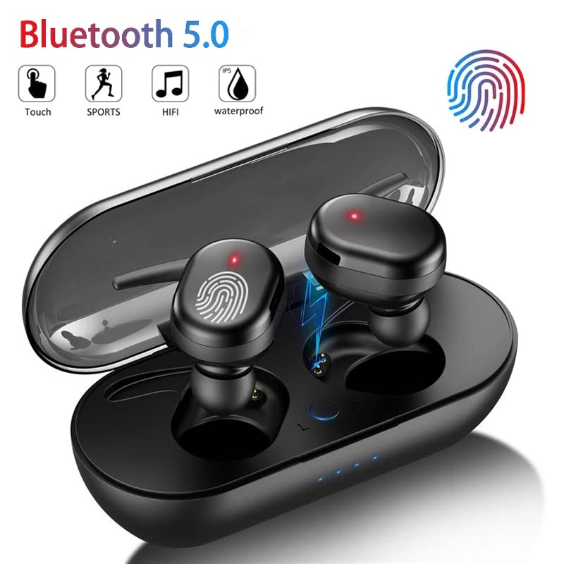 FNGOLUA TWS Wireless Headphones Bluetooth 5.0 Earphone Noise Cancelling Headset Stereo Sound Music in-Ear Waterproof Earbuds, White, A-007