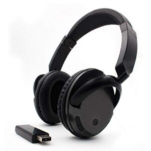 comfortable portable hi-fi stereo over-ear wireless fm 3.5mm audio multifunction tv headphones headset with 2.4ghz transmitter,rca and 3.5mm stereo adapter black
