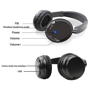 Comfortable Portable Hi-fi Stereo Over-Ear Wireless FM 3.5mm Audio Multifunction TV Headphones Headset with 2.4GHz Transmitter,RCA and 3.5mm Stereo Adapter Black