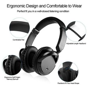 Comfortable Portable Hi-fi Stereo Over-Ear Wireless FM 3.5mm Audio Multifunction TV Headphones Headset with 2.4GHz Transmitter,RCA and 3.5mm Stereo Adapter Black