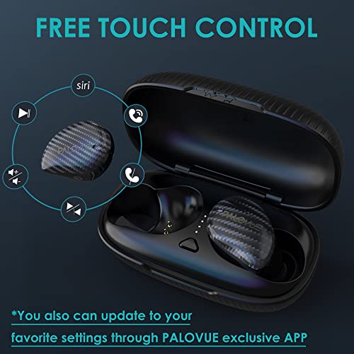 PALOVUE True Wireless Earbuds Earphones, Bluetooth 5.2 Headphones Qualcomm CSR with CVC8.0 and 4 Mic Noise-Cancelling for Stereo Deep Bass Sound, IPX5 Waterproof Touch Control in-Ear Buds, iSound-X