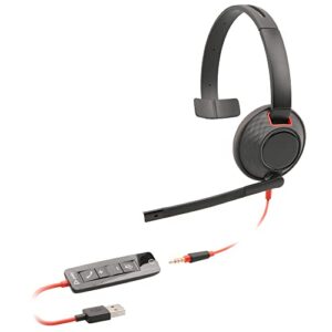 itspwr bundle plantronics® blackwire 5210 wired, single ear headset with boom mic, connect via usb-a to pc/mac, comes with a usb type-c 4port hub