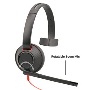 ITSPWR Bundle Plantronics® Blackwire 5210 Wired, Single Ear Headset with Boom Mic, Connect via USB-A to PC/Mac, Comes with a USB Type-C 4Port Hub