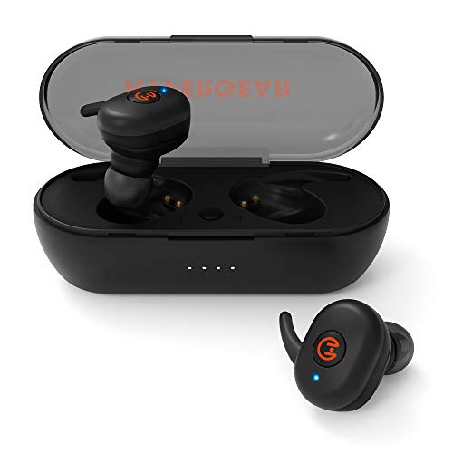 HyperGear Active True Wireless Bluetooth Earbuds + Portable Charging Case, Quick Pair, Touch Control Earbuds, Noise Cancelling Mic, IPX5 Waterproof (Black)