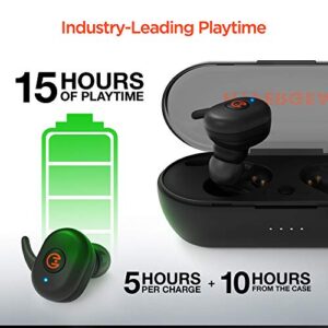 HyperGear Active True Wireless Bluetooth Earbuds + Portable Charging Case, Quick Pair, Touch Control Earbuds, Noise Cancelling Mic, IPX5 Waterproof (Black)