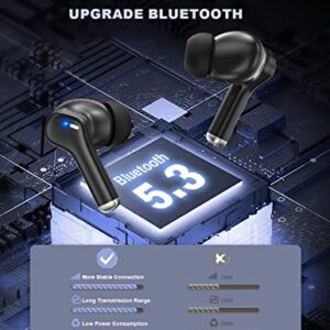 Ear Buds Noise Cancelling Wireless Earbuds Bluetooth 5.1 Headphones with 4 Microphone Stereo Deep Bass Air Buds 30H Playback LED Power Display in-Ear Earphones IPX6 Waterproof for iPhone&Android