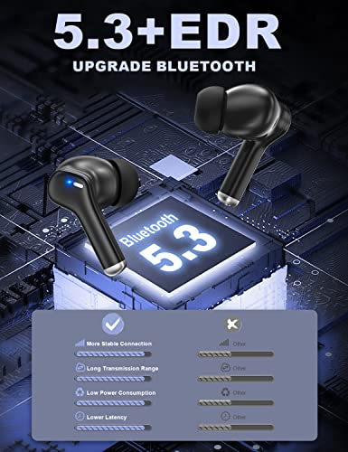 Ear Buds Noise Cancelling Wireless Earbuds Bluetooth 5.1 Headphones with 4 Microphone Stereo Deep Bass Air Buds 30H Playback LED Power Display in-Ear Earphones IPX6 Waterproof for iPhone&Android