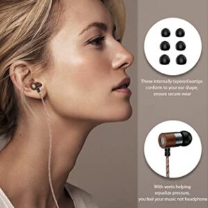 Wooden USB C Headphones for Galaxy S22 S23 Ultra S21 S20 FE Z Flip4 3, In-Ear Type C Earbuds Wired Earphones with Mic Noise Canceling Stereo Bass for Pixel 7 6 6a 5a 5 MacBook Air Pro iPad Air 5 Mini6