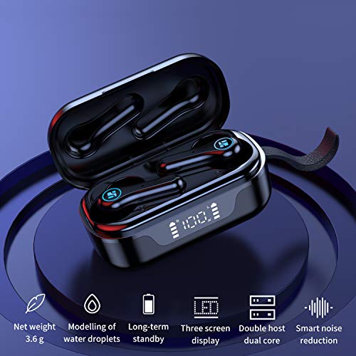 JIECAN True Wireless Earbuds with 2 Mic, CVC 8.0 Noise Reduction, IPX8 Waterproof, Bluetooth 5.1 Earphones in-Ear, Touch Control Stereo Bass Sports Headphones, for Working Home Office (Black-q67)