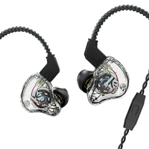 keephifi kbear ks1 musician headphones wired with mic, in ear monitors kbear earbuds auriculares,dual magnectic circuit dynamic in ear earphones ear earbuds for runing wrokout riding(clear,with mic)