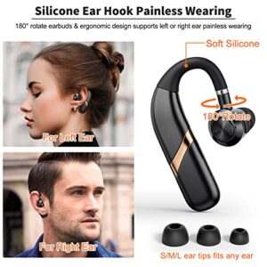 WESADN Bluetooth Headset Wireless Earbuds Cell Phones Earpiece Bluetooth Headphones in Ear with Microphone 48H Talk Time IPX7 Waterproof Earphones for Trucker Driving Business Running Office