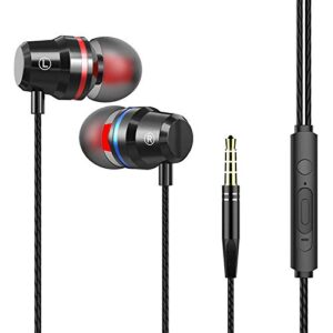 3.5mm jack volume control earbuds with microphone in ear headphone earphones for galaxy a13 5g, a12 a13 a21 a22 a02s a03s a04s, s10 plus, note 9, moto g pure, one 5g ace, edge plus, g9 play (black)