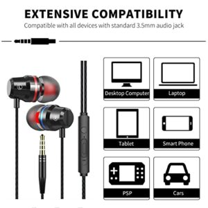3.5mm Jack Volume Control Earbuds with Microphone in Ear Headphone Earphones for Galaxy A13 5G, A12 A13 A21 A22 A02S A03S A04S, S10 Plus, Note 9, Moto G Pure, One 5G Ace, Edge Plus, G9 Play (Black)