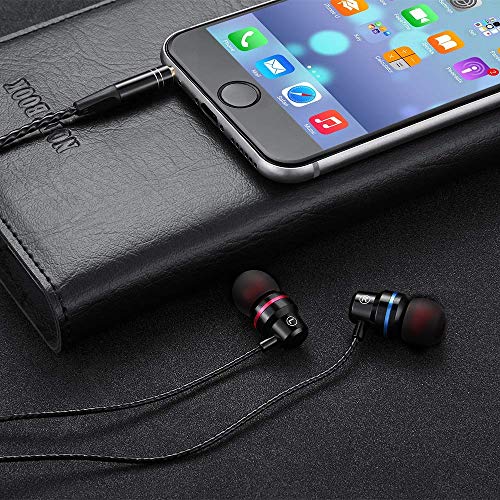 3.5mm Jack Volume Control Earbuds with Microphone in Ear Headphone Earphones for Galaxy A13 5G, A12 A13 A21 A22 A02S A03S A04S, S10 Plus, Note 9, Moto G Pure, One 5G Ace, Edge Plus, G9 Play (Black)