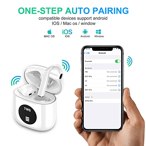 Hrbzo Wireless Earbuds Audifonos Bluetooth Inalambricos 240 Hours Playtime Earphones with Wireless Charging Case IPX6 Waterproof Noise Cancelling Earbuds Compatible with iPhone Samsung