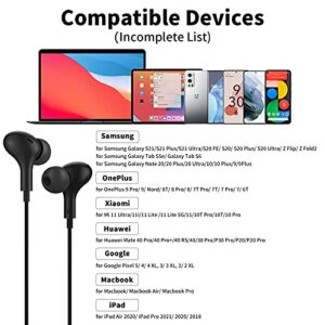 COOYA USB C Headphones with Microphone for Samsung Galaxy S23 S22 Ultra S21 S20 A53 Note 20 Flip 3 DAC Type C Wired Earbuds Magnetic Noise Canceling in-Ear Headset for iPad Pro Pixel 7 6 Oneplus 9 10