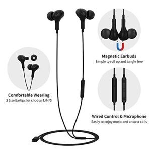 COOYA USB C Headphones with Microphone for Samsung Galaxy S23 S22 Ultra S21 S20 A53 Note 20 Flip 3 DAC Type C Wired Earbuds Magnetic Noise Canceling in-Ear Headset for iPad Pro Pixel 7 6 Oneplus 9 10