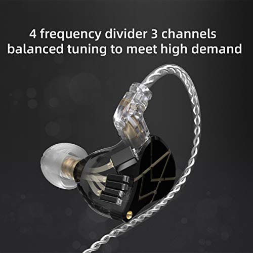 KZ ASX Headset 20 BA Units HiFi Bass in Ear Monitor Balanced Armature Earphones Noise Cancelling Earbuds Sport Headphones(No mic,Black)